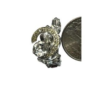 WEISS Signed Vintage Pave Crystal Marquise Cut Cluster Clip Earrings A12…